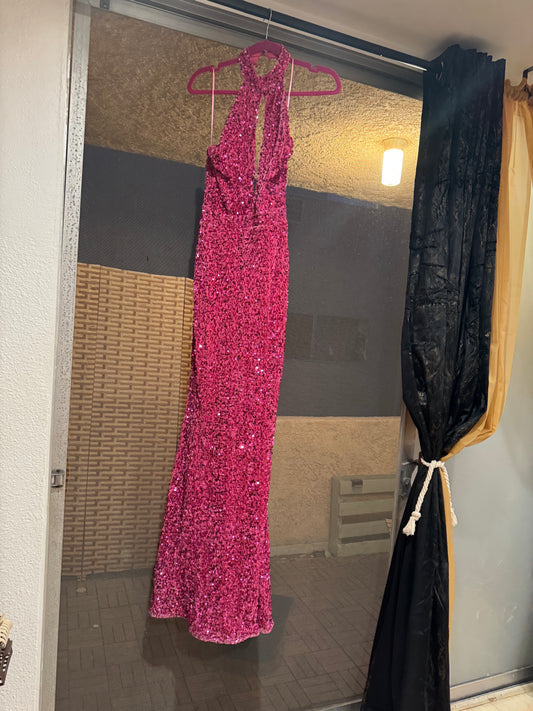 pink sequin dress