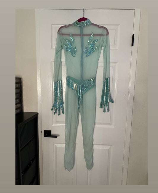 icy blue catsuit