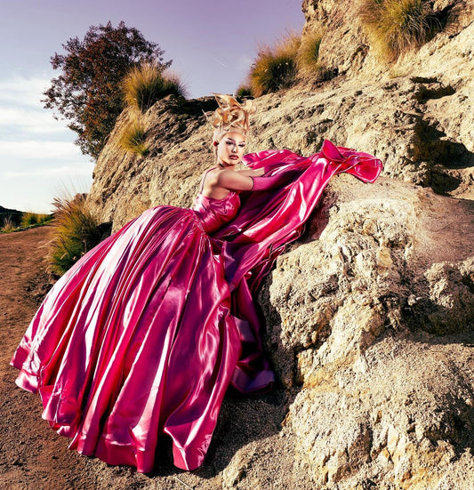 pink satin dress